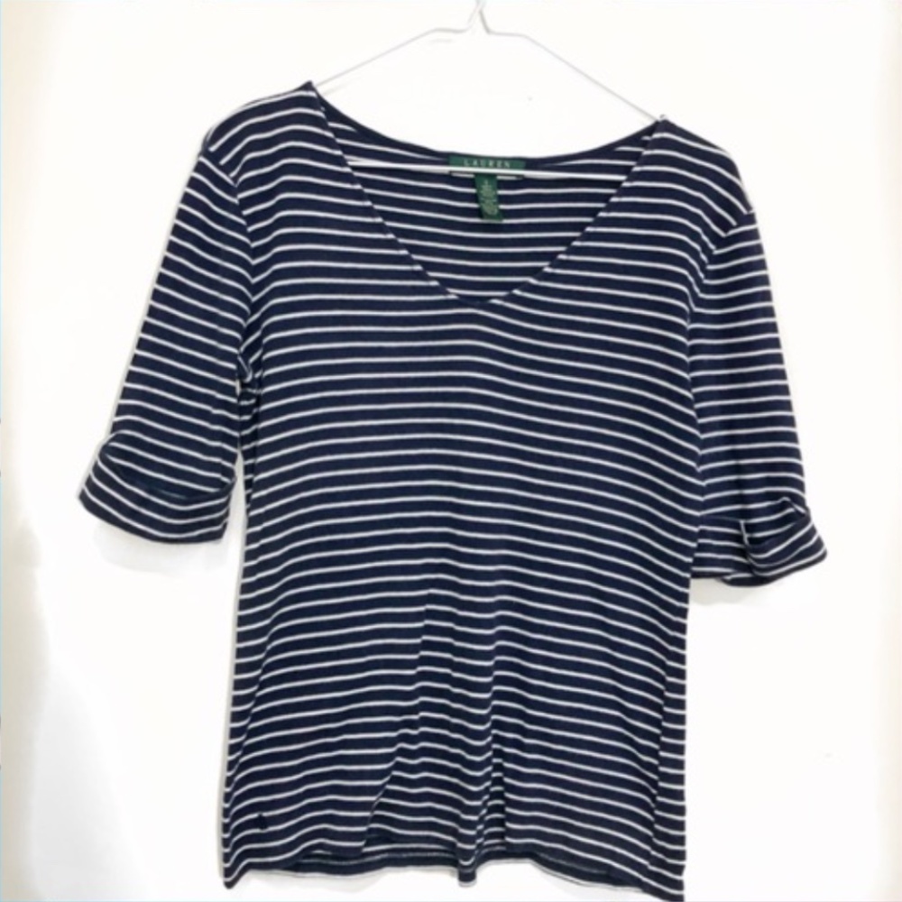 Ralph Lauren Striped Navy White Quarter …